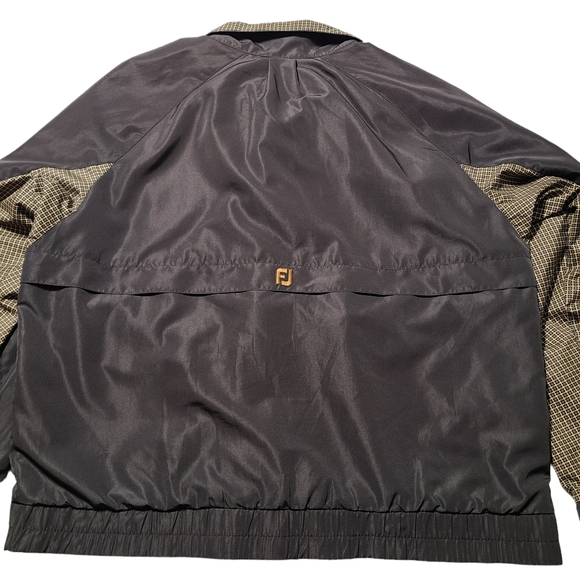 Footjoy FJ Dryjoys Mens Full Zip Golf Jacket Black Size Large Houndstooth Vented - Picture 4 of 7